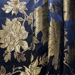 Распродажа! Золотой цветок на синем. Артикул 80-99. Ширина 1,5м, в наличии. Цена 190 руб.